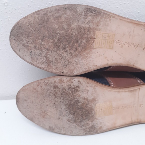 F-Troupe Womens Saddle Shoes Sz 39 Leather and Denim Brown Blue US Sz 8.5 - Picture 10 of 16